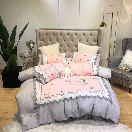 货牛牛家纺公主房四件套 粉色少女心的纯棉梦境