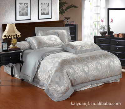 床上用品丝棉混织大提花镂空四件套 婚庆田园风格的优雅选择