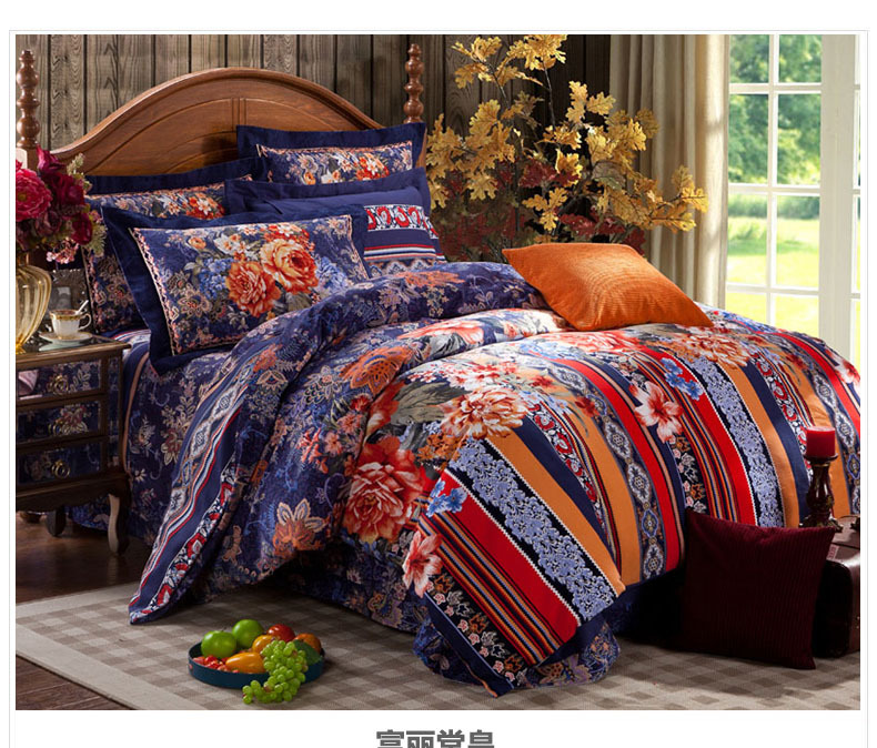 加厚全棉斜纹磨毛大版花床上用品四件套厂家直供特价批发